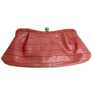 Banana Republic Pink Crocodile Embossed Leather Clutch Purse | 12” x 5.5”